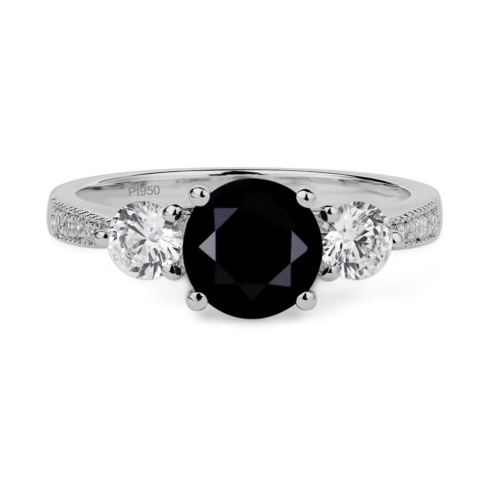 Black Spinel 3 Stone Engagement Ring - Image 6