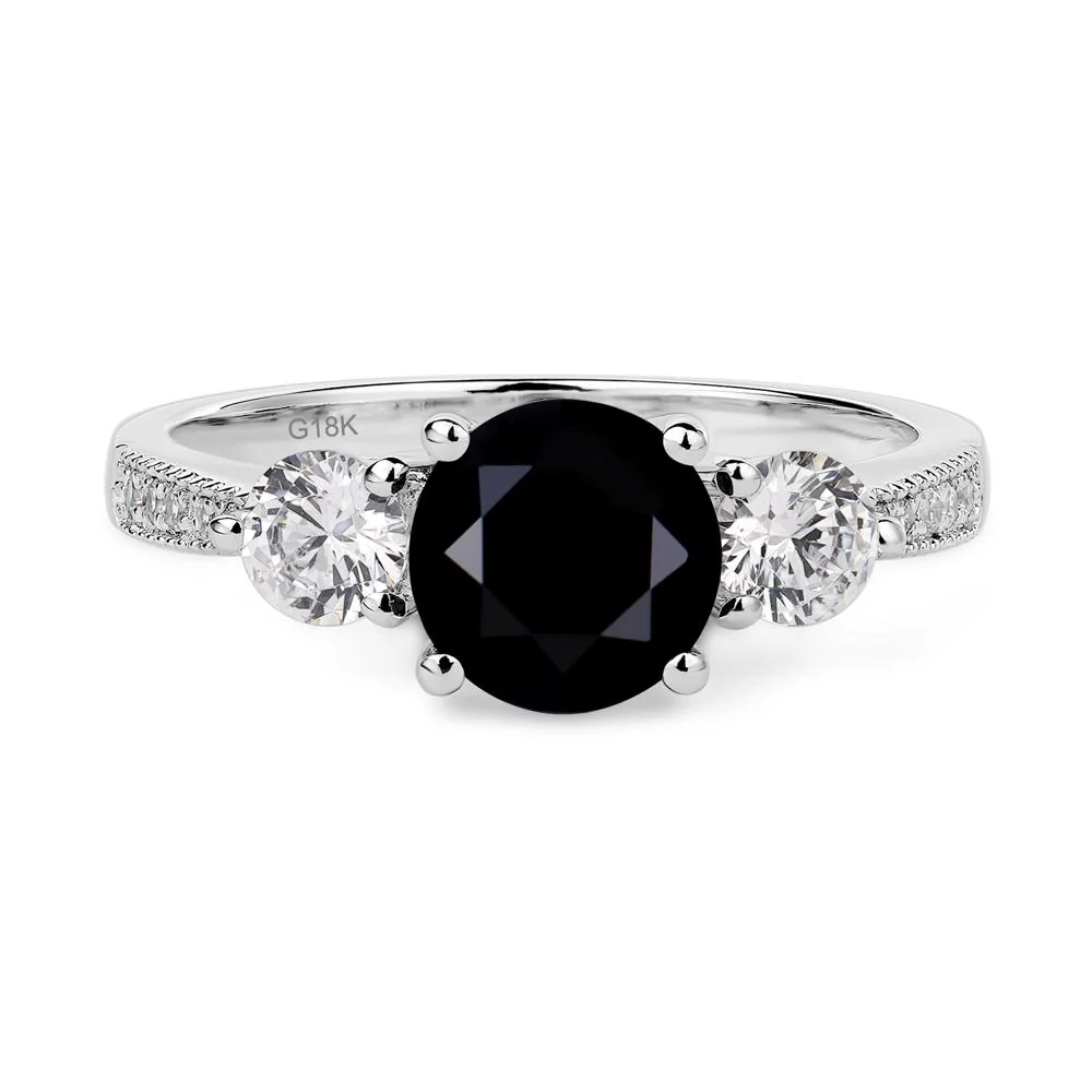 Black Spinel 3 Stone Engagement Ring - Image 7
