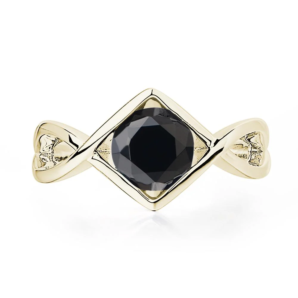 Black Spinel Bezel Set Infinity Solitaire Ring - Image 4