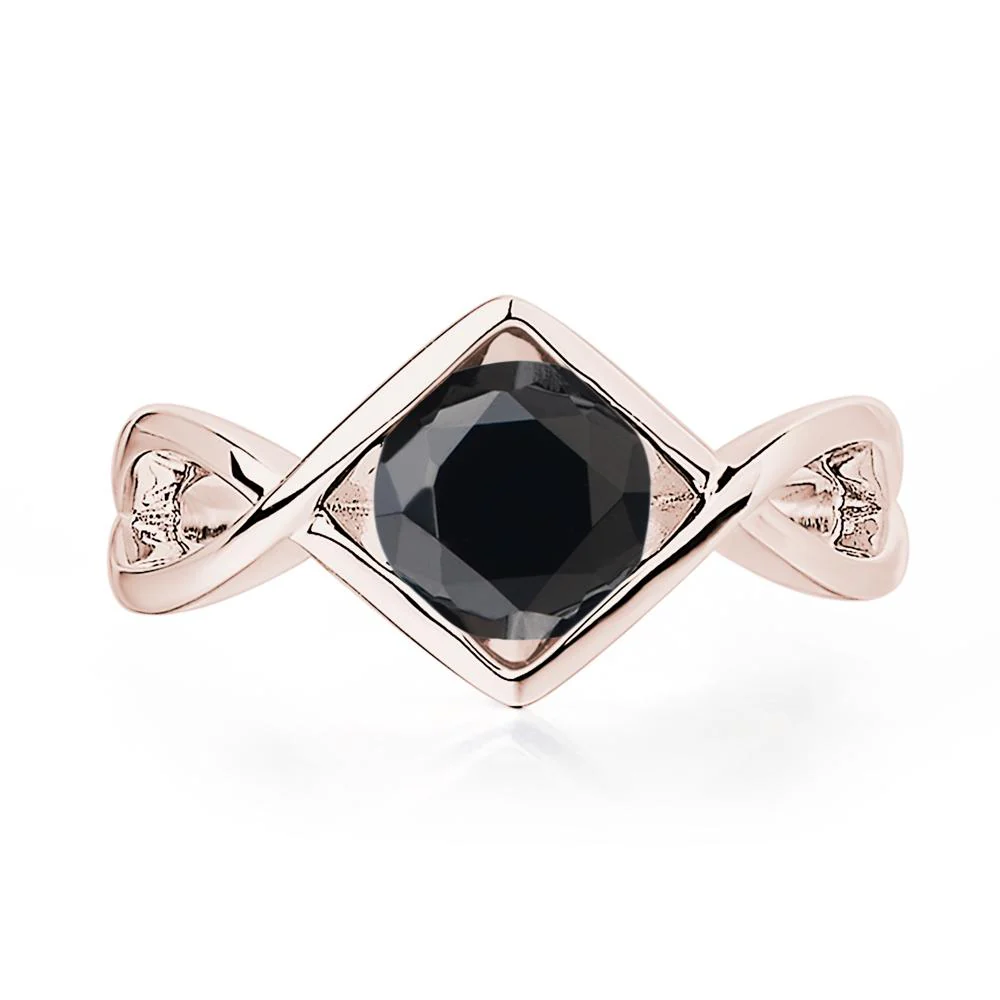 Black Spinel Bezel Set Infinity Solitaire Ring - Image 5