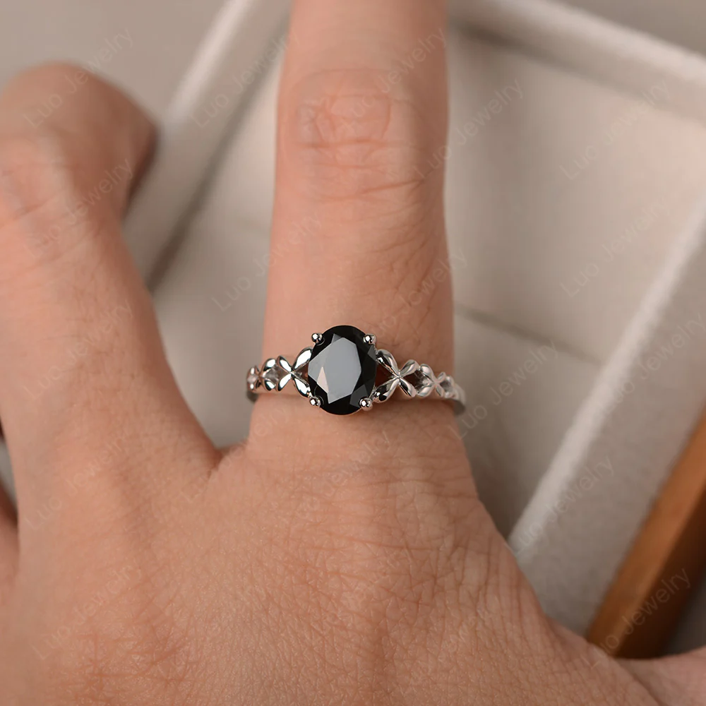 Black Spinel Butterfly Engagement Ring - Image 4