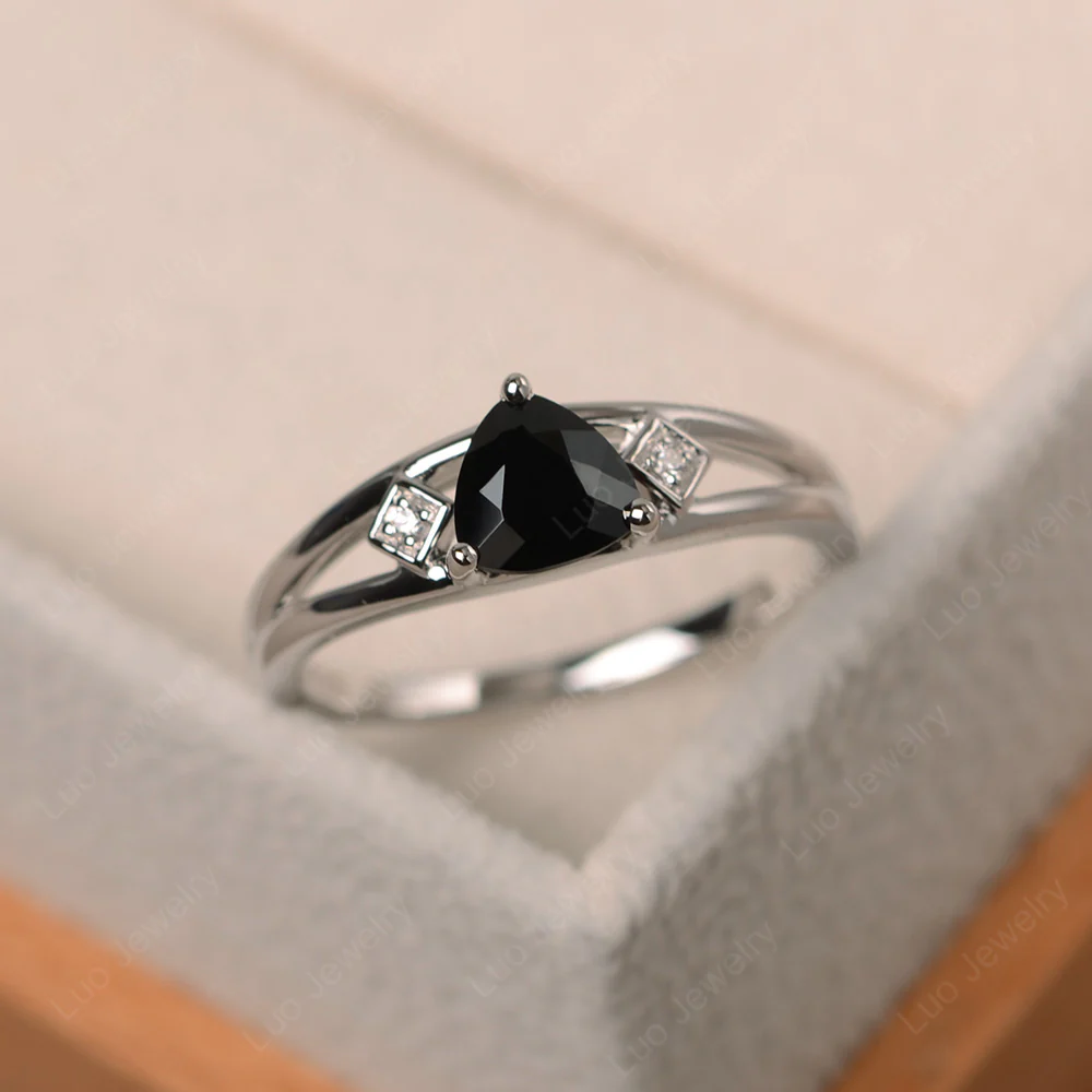 Trillion Cut Black Spinel Engagement Ring - Image 2