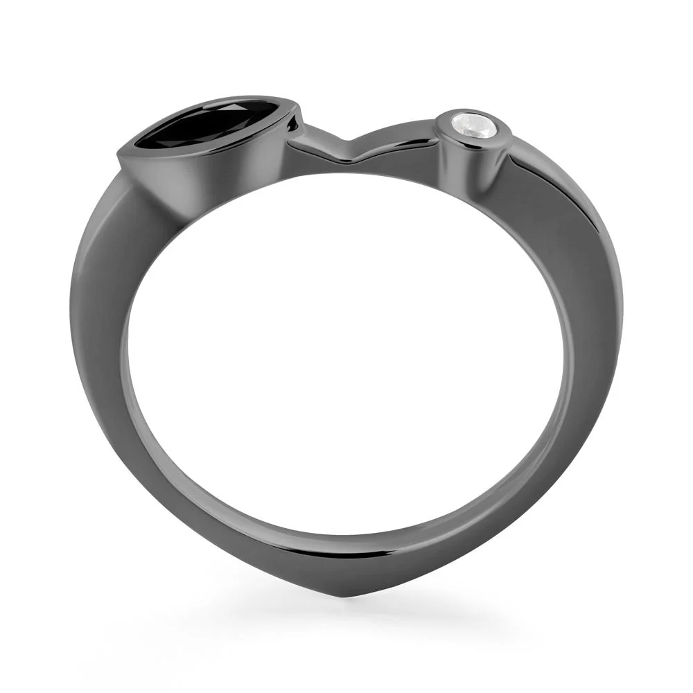 Black Spinel Ring with Hidden Heart Design