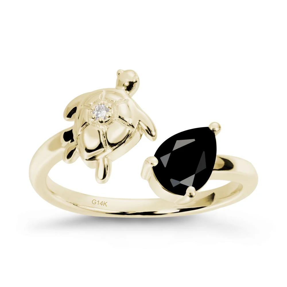 Black Spinel Turtle Open Bypass Ring - Image 3