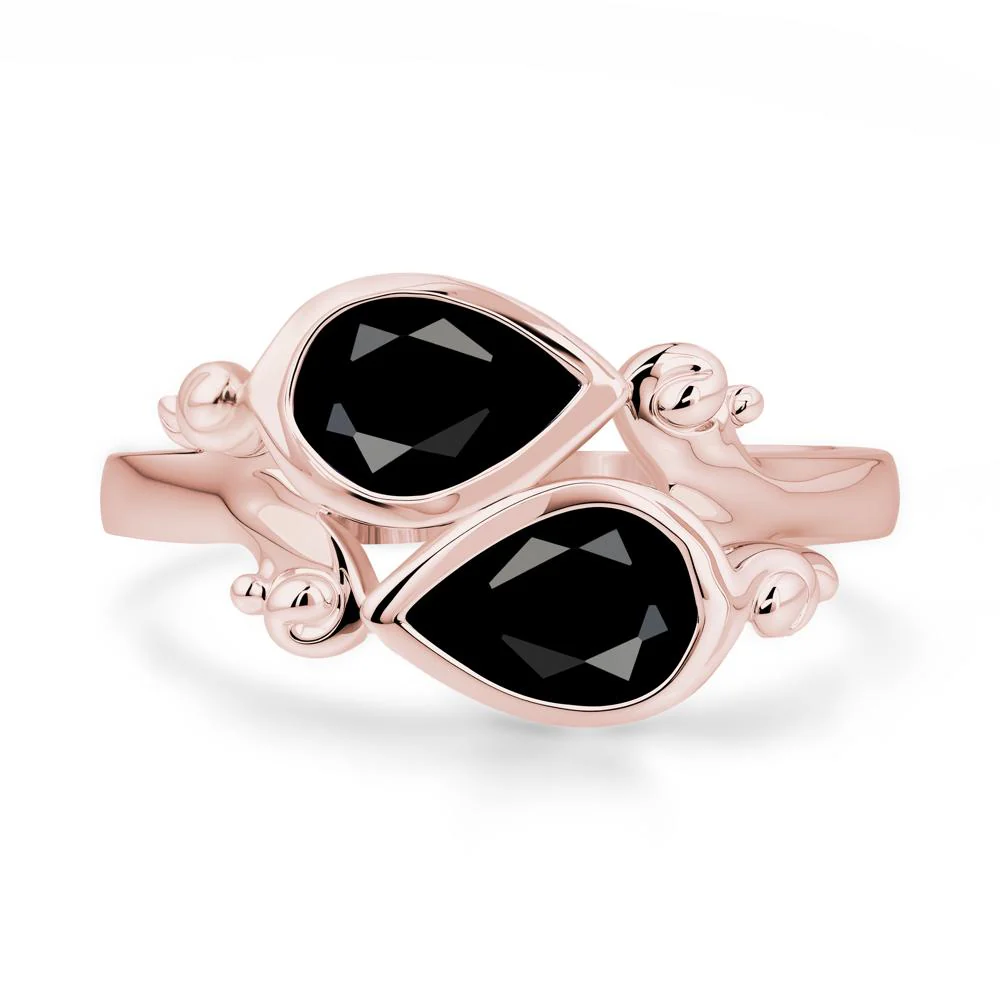 Black Spinel Two Stone Bezel Set Ring - Image 2