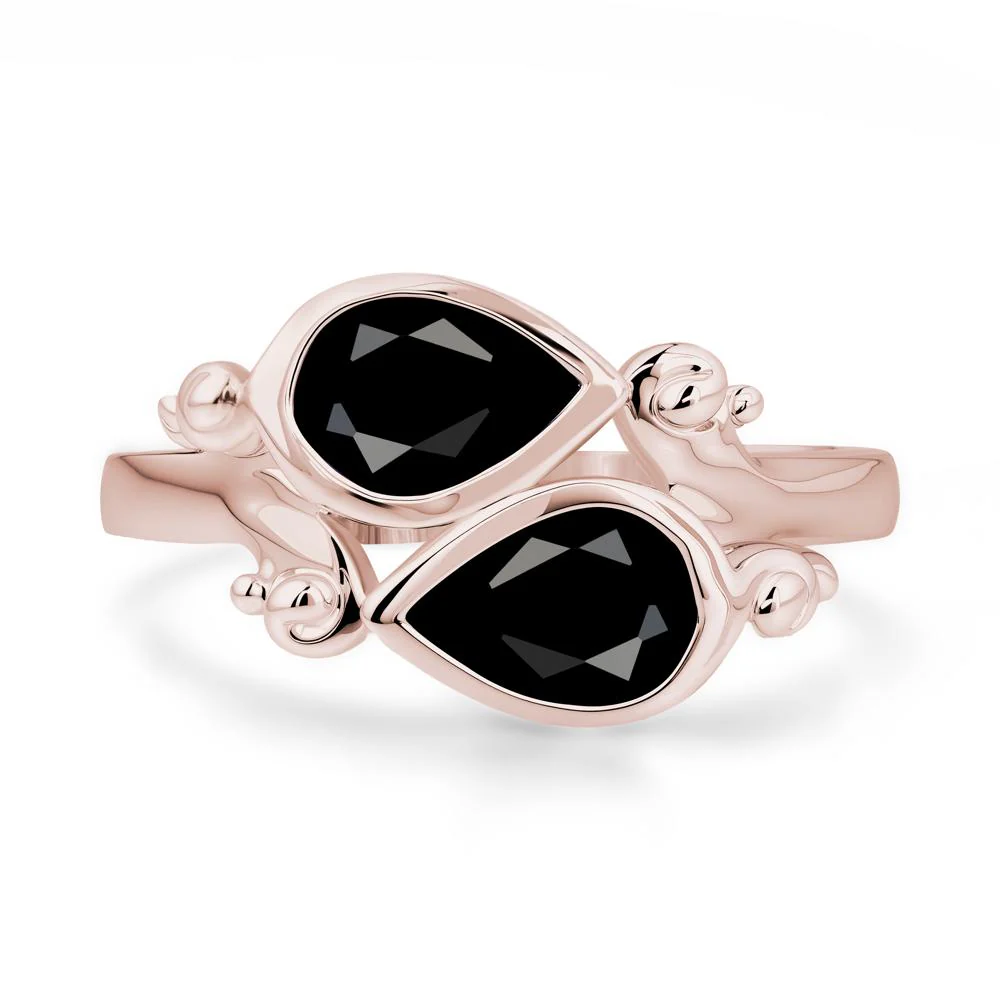 Black Spinel Two Stone Bezel Set Ring - Image 4