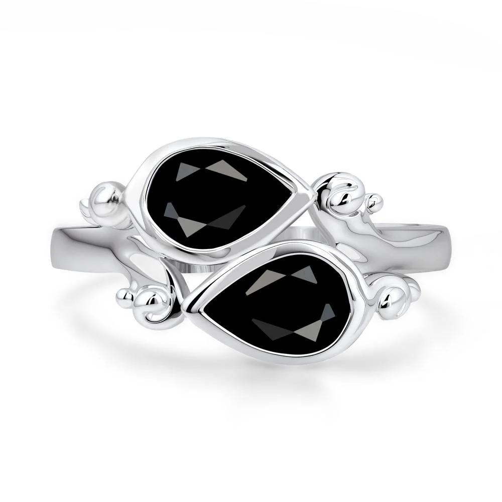 Black Spinel Two Stone Bezel Set Ring - Image 6