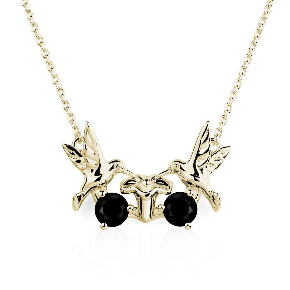 Black Spinel Two Stone Hummingbird Necklace - Image 4