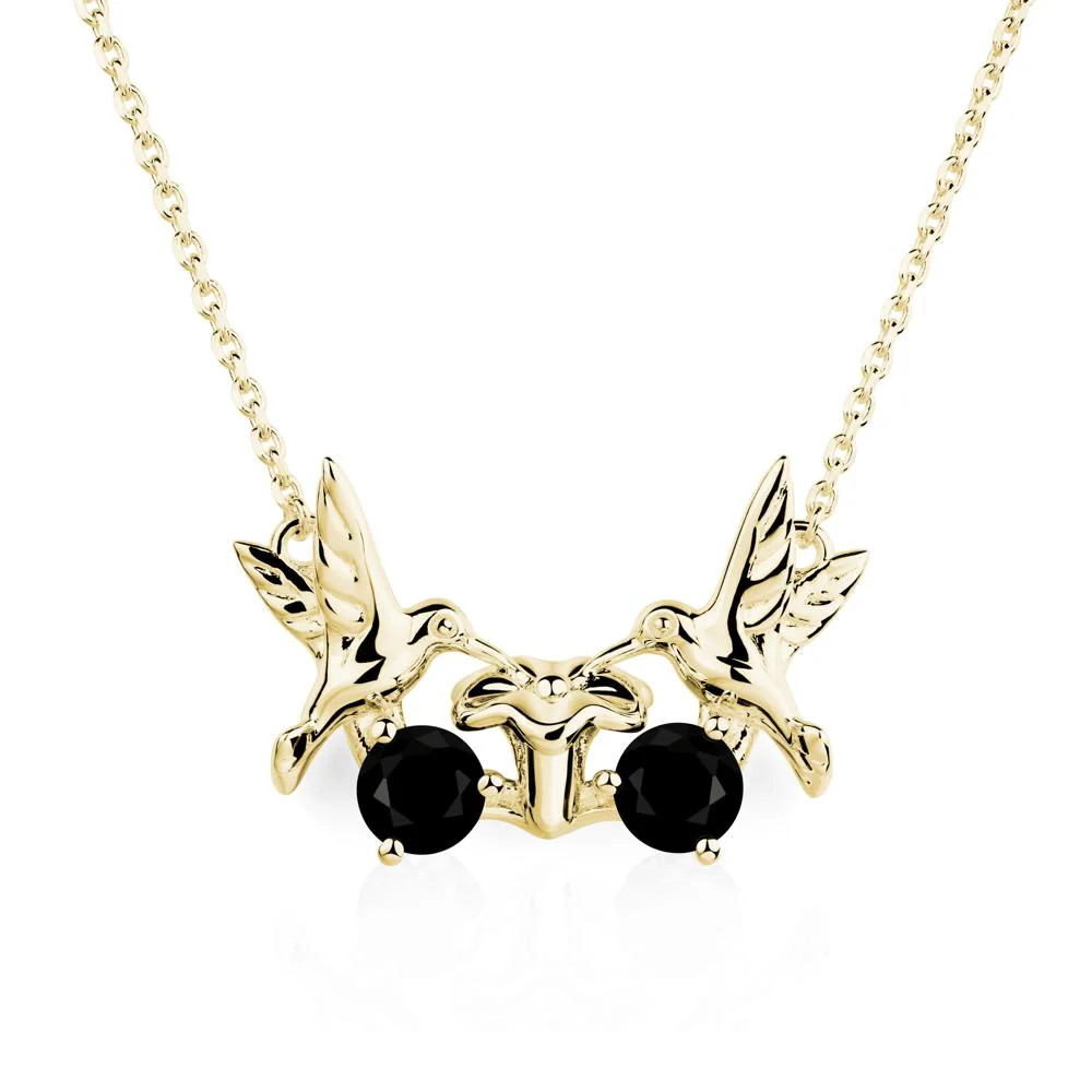 Black Spinel Two Stone Hummingbird Necklace - Image 8