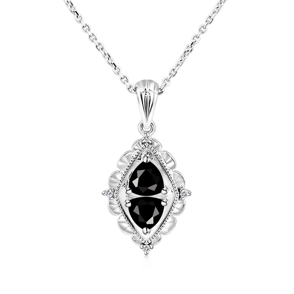 Black Spinel Two Stone Necklace - Image 6