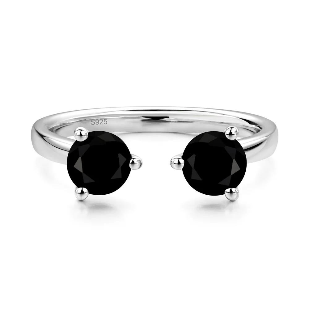 Black Spinel Two Stone Open Ring