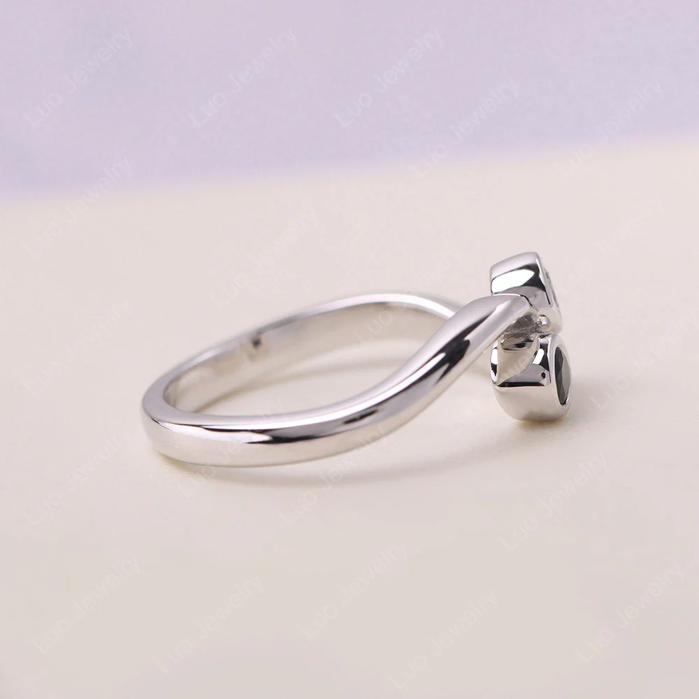 Black Spinel and Cubic Zirconia Two Stone Pinky Ring - Image 4