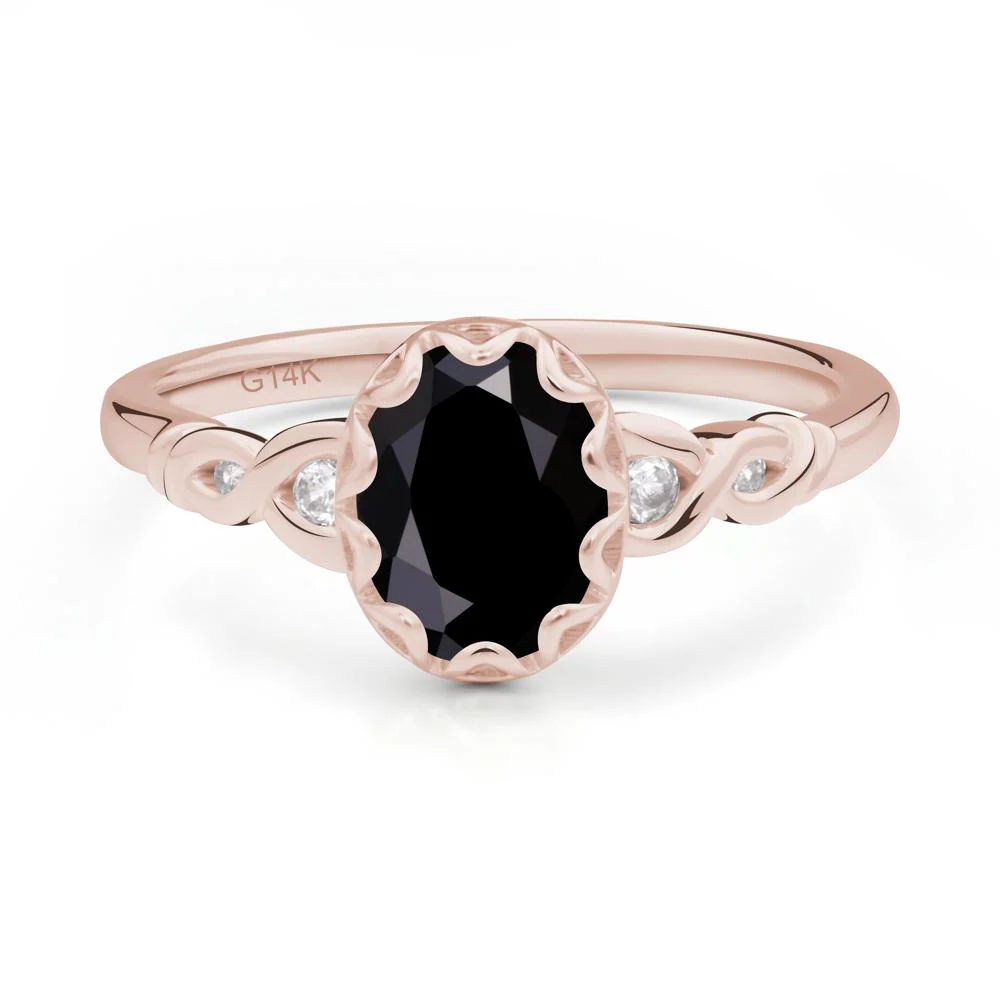 Black Spinel Vintage Oval Engagement Ring - Image 2
