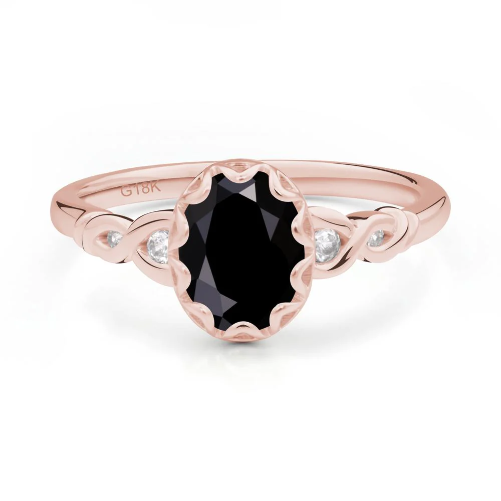 Black Spinel Vintage Oval Engagement Ring - Image 4