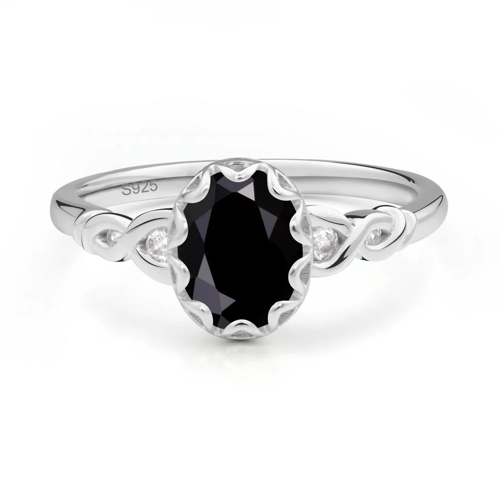 Black Spinel Vintage Oval Engagement Ring - Image 9