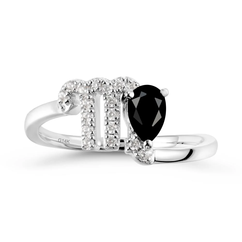 Black Spinel Virgo Zodiac Wraparound Ring - Image 3