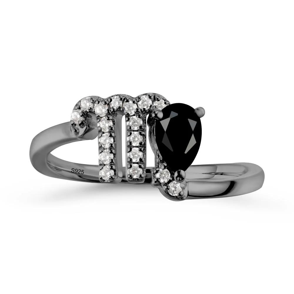 Black Spinel Virgo Zodiac Wraparound Ring - Image 8