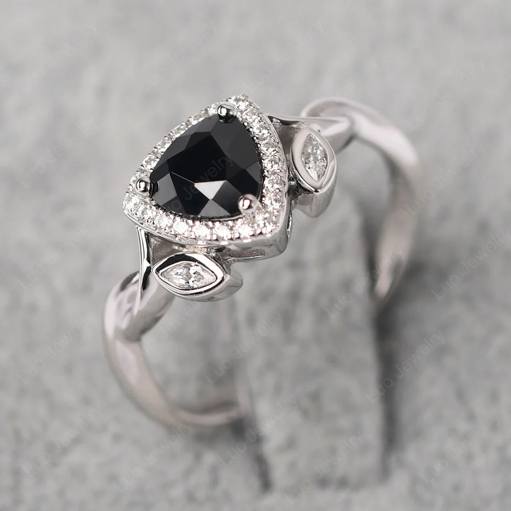 Black Spinel Twisted Leaf Ring - Image 3