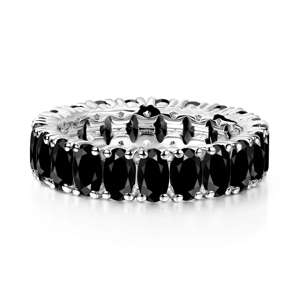Black Spinel Wide Wedding Band Ring - Image 8