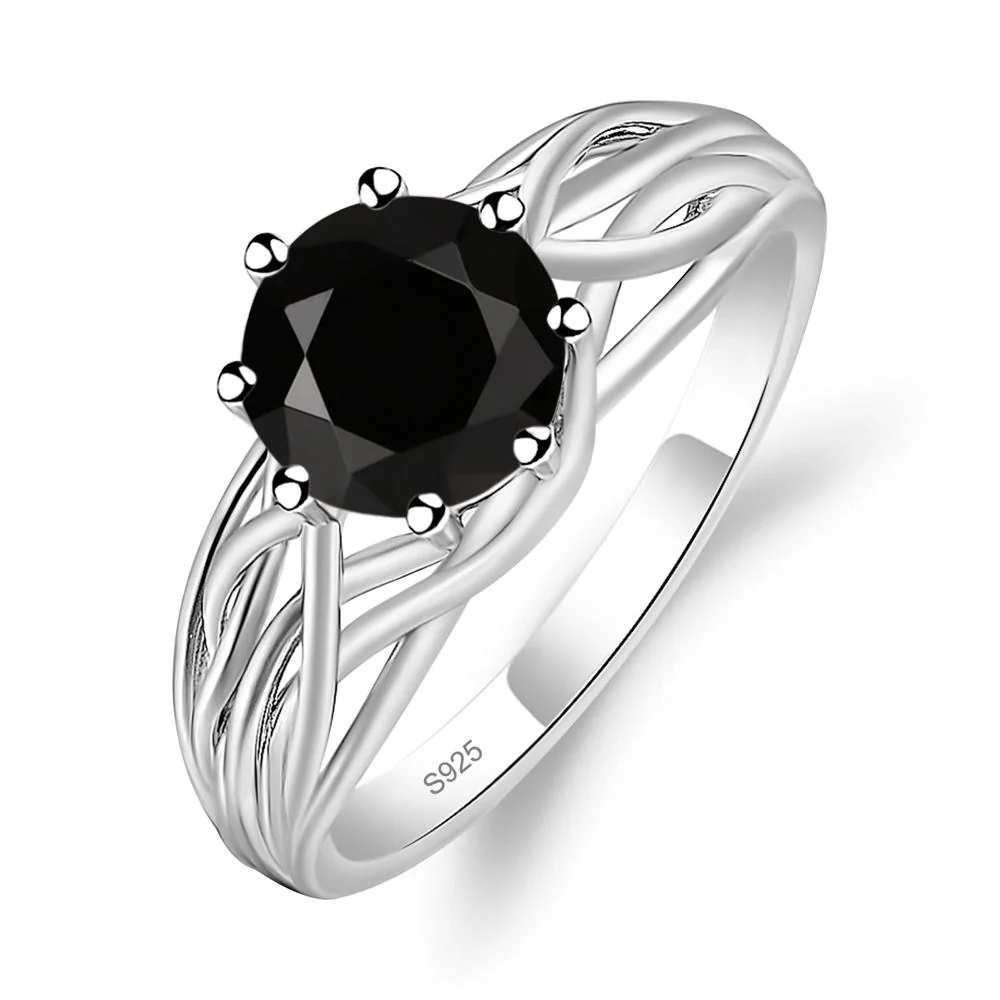 Black Spinel Intertwined Ring