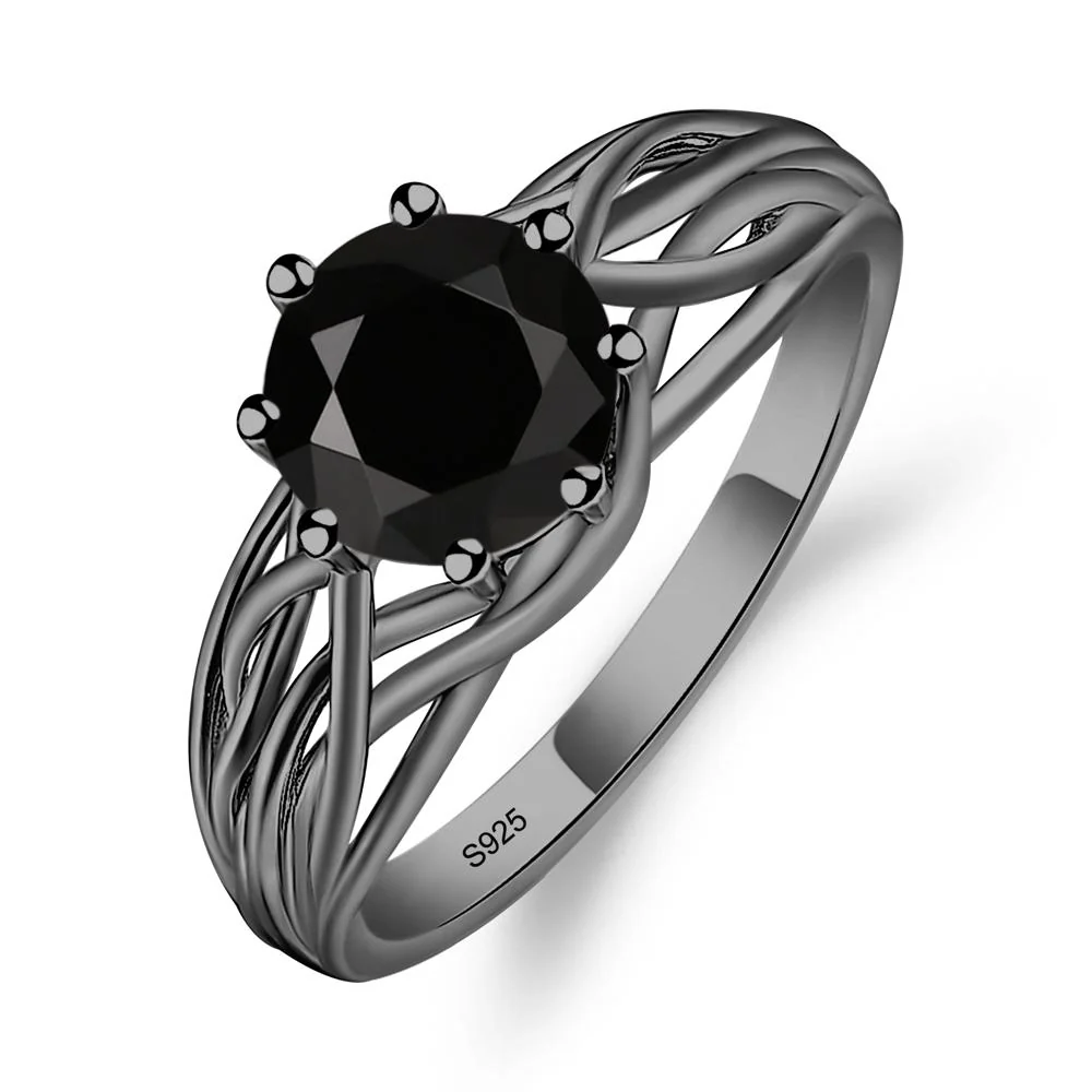 Black Spinel Intertwined Ring - Image 2
