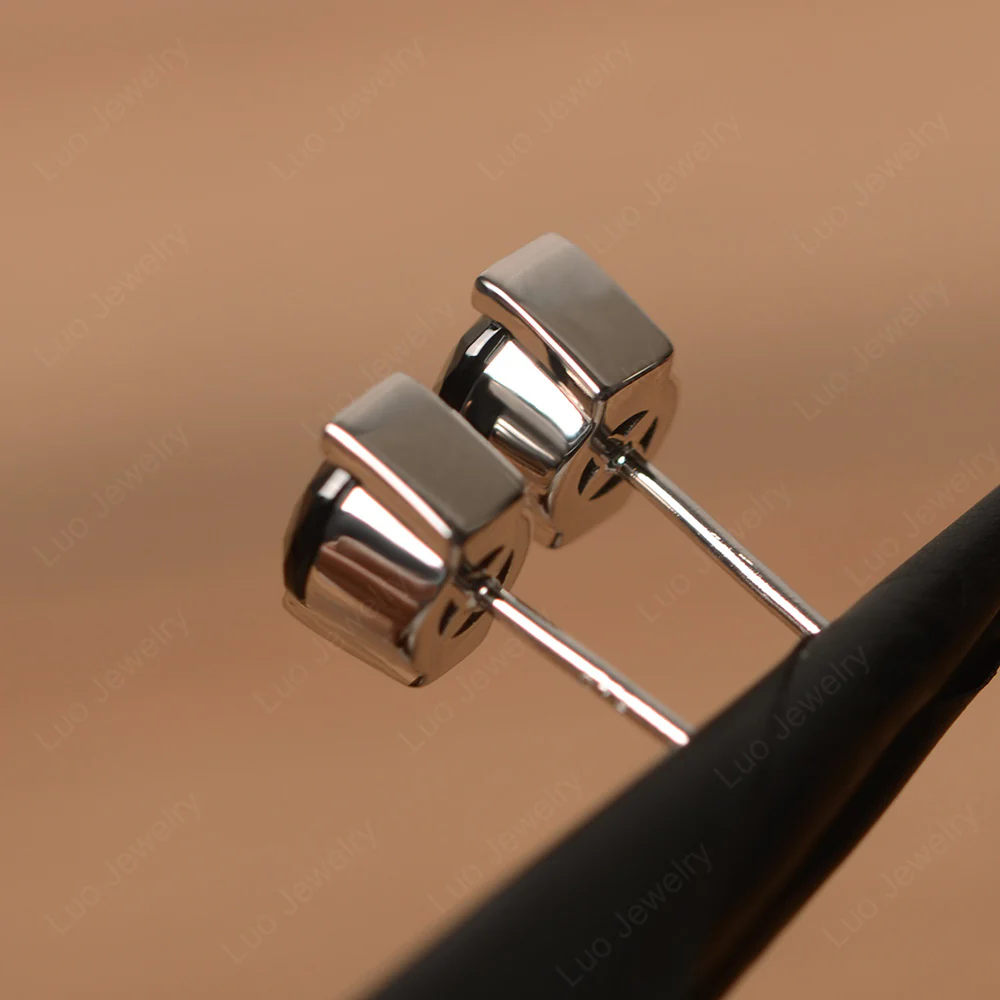 Black Spinel Bezel Set Stud Earrings - Image 3