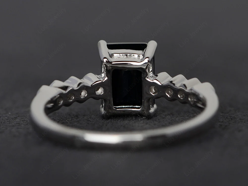 Black Spinel Engagement Honeycomb Ring - Image 3