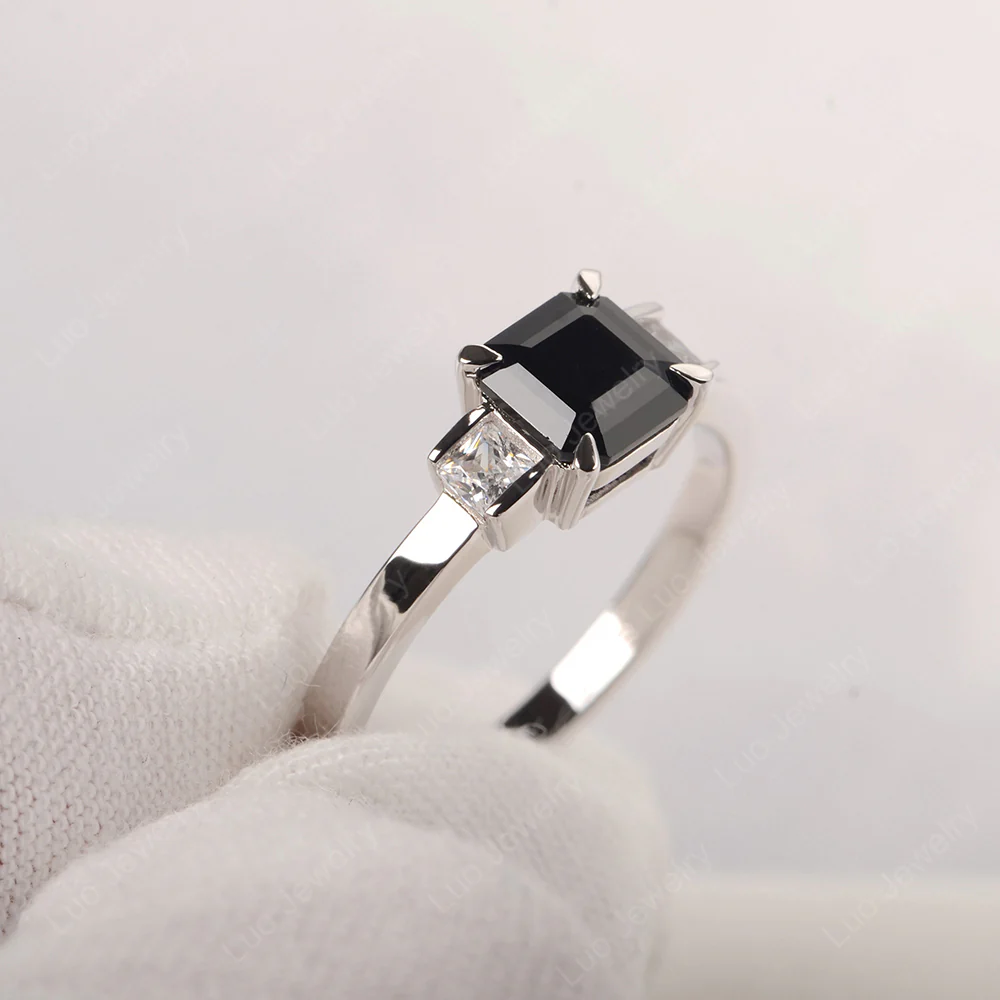 Unique Asscher Cut Black Spinel Ring - Image 2