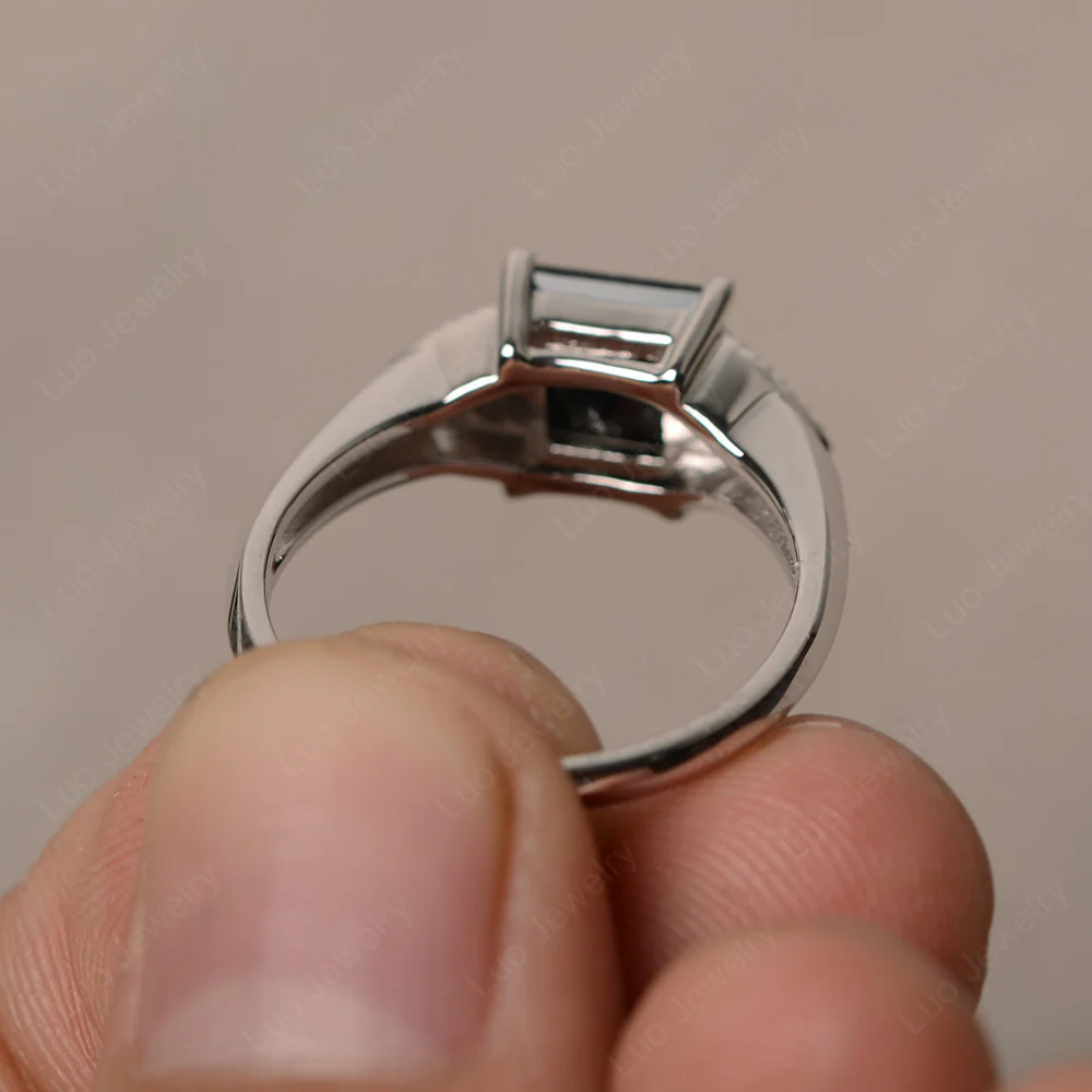 Black Spinel Engagement Ring Princess Cut - Image 3