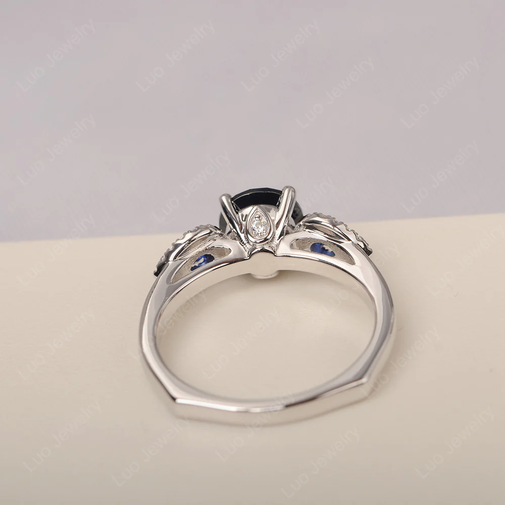 Euro Shank Black Spinel and Sapphire Ring - Image 3