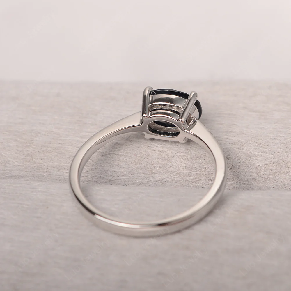 Black Spinel Oval Solitaire Engagement Ring - Image 3
