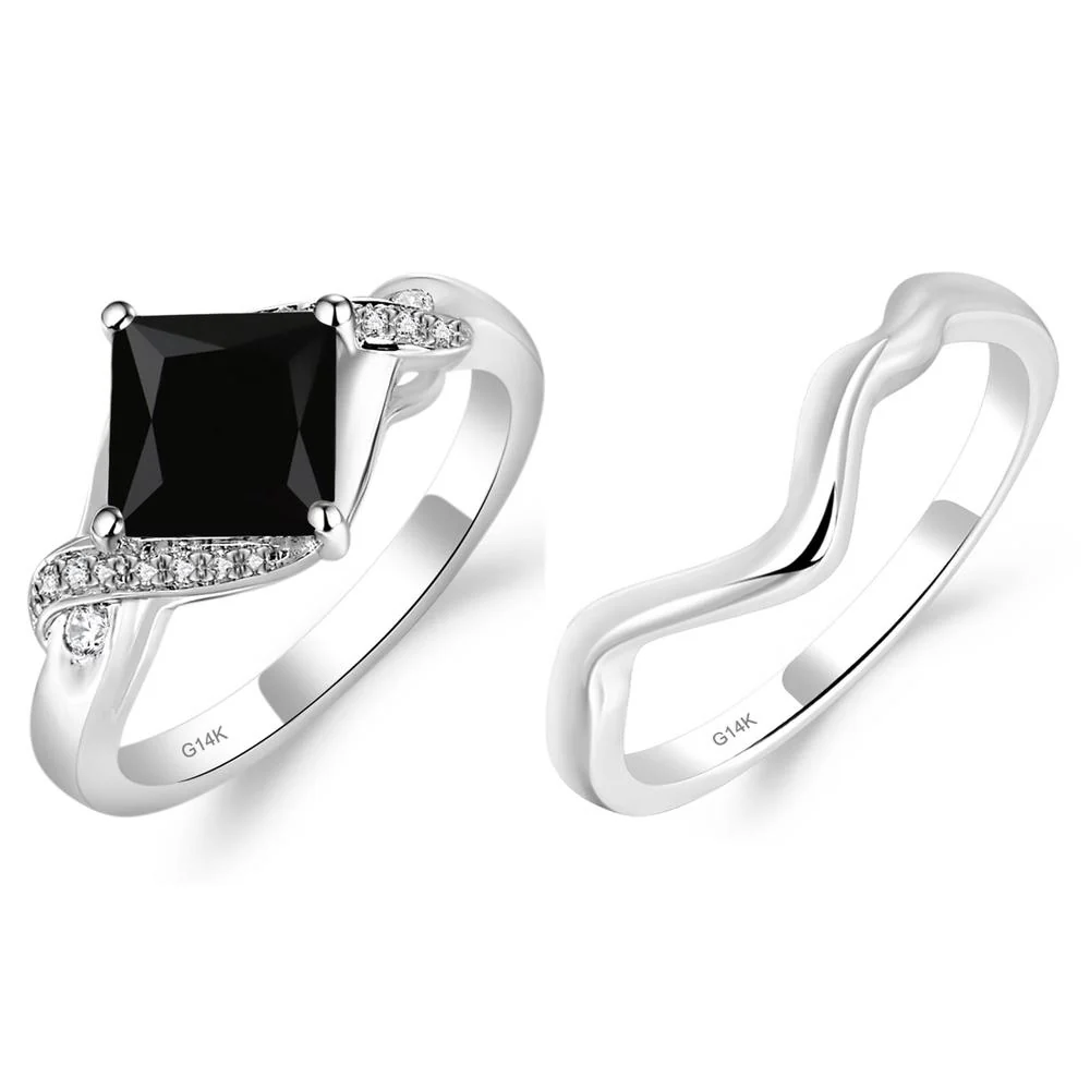 Black Spinel Twisted Promise Ring - Image 11
