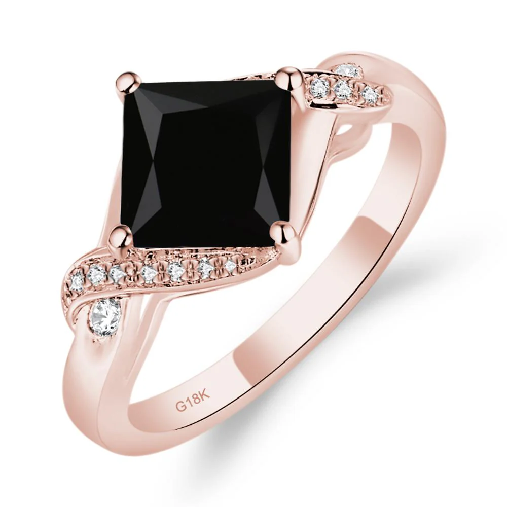 Black Spinel Twisted Promise Ring - Image 4