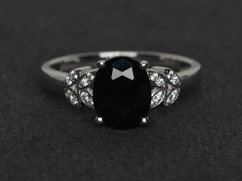 Classic Oval Black Spinel Promise Ring