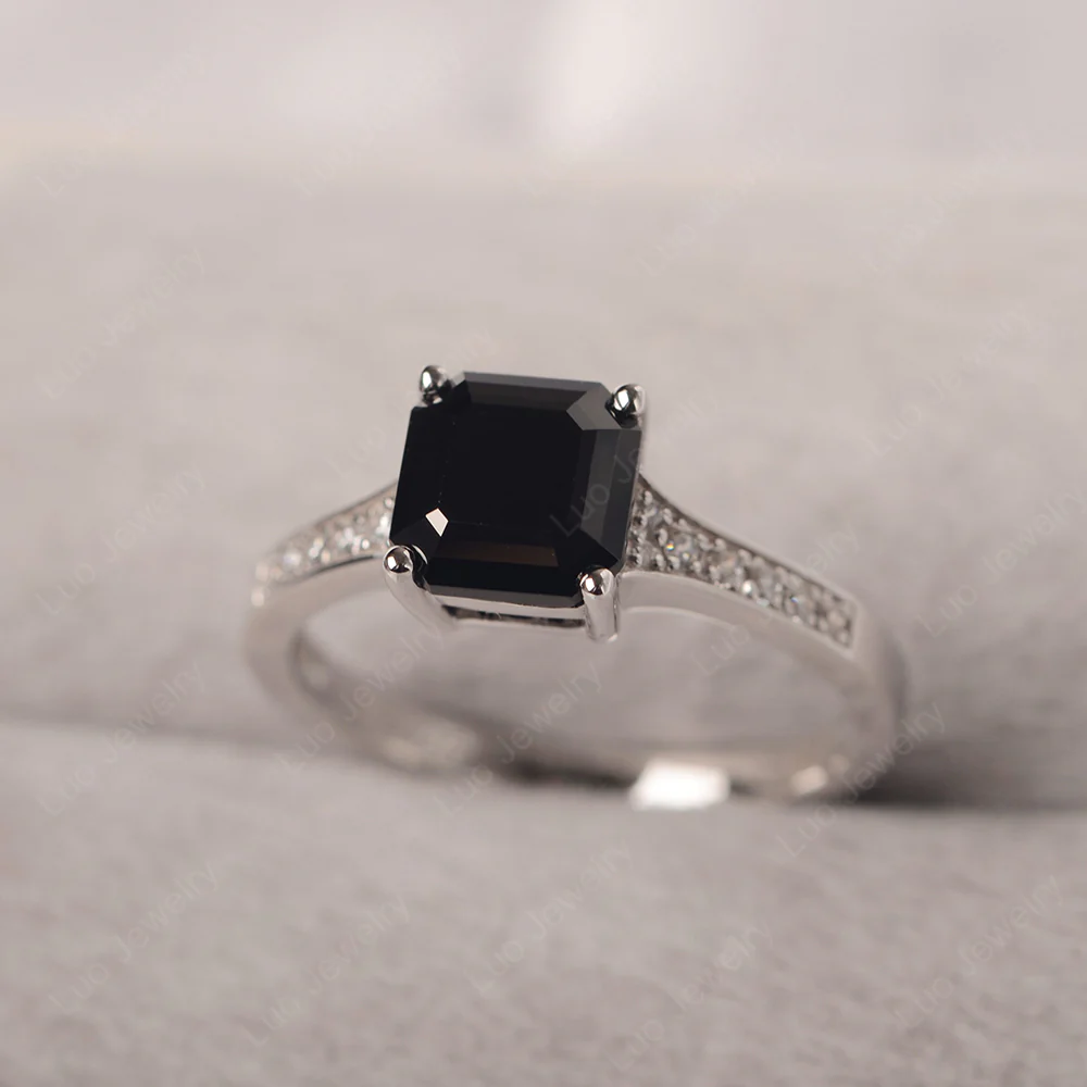Black Spinel Asscher Cut Ring - Image 2