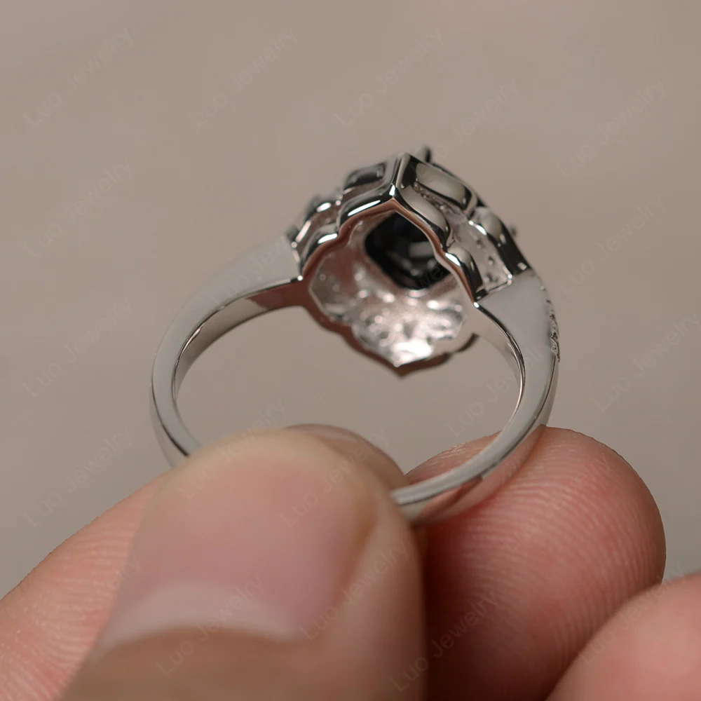 Black Spinel Ring Cushion Cut Kite Set - Image 3