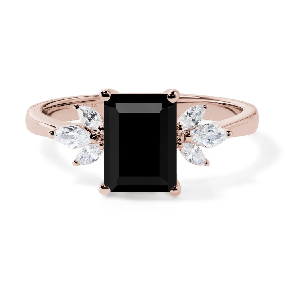 Sunburst Emerald Cut Black Spinel Ring - Image 5