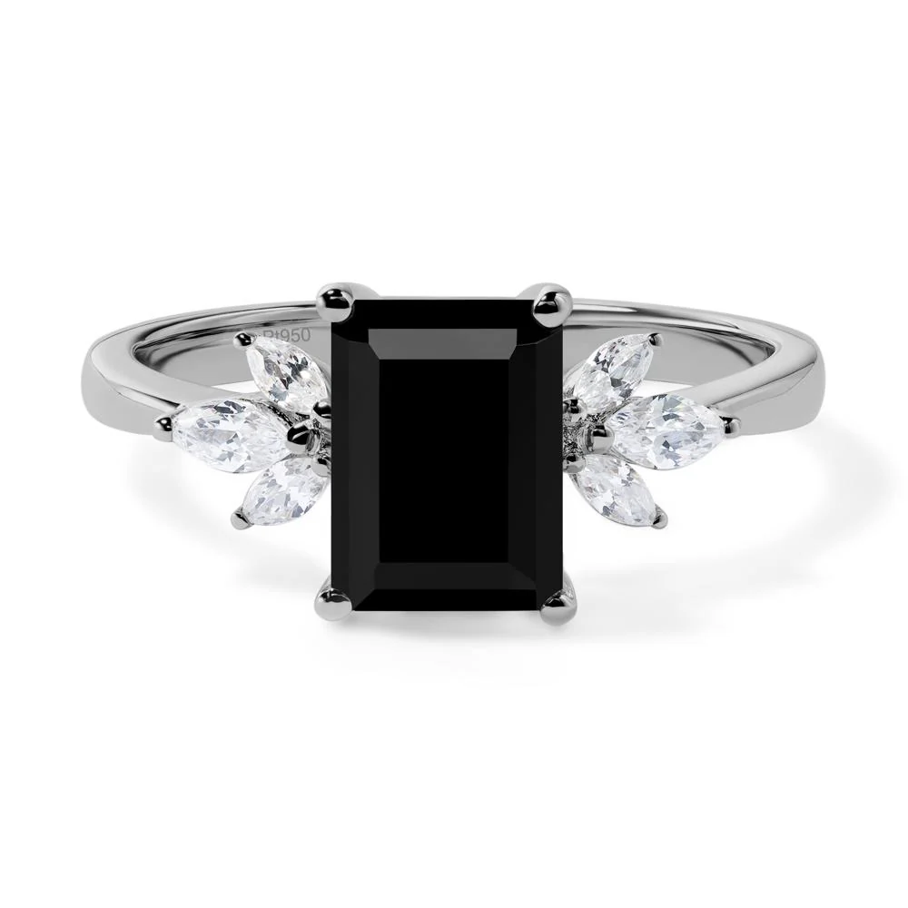 Sunburst Emerald Cut Black Spinel Ring - Image 6
