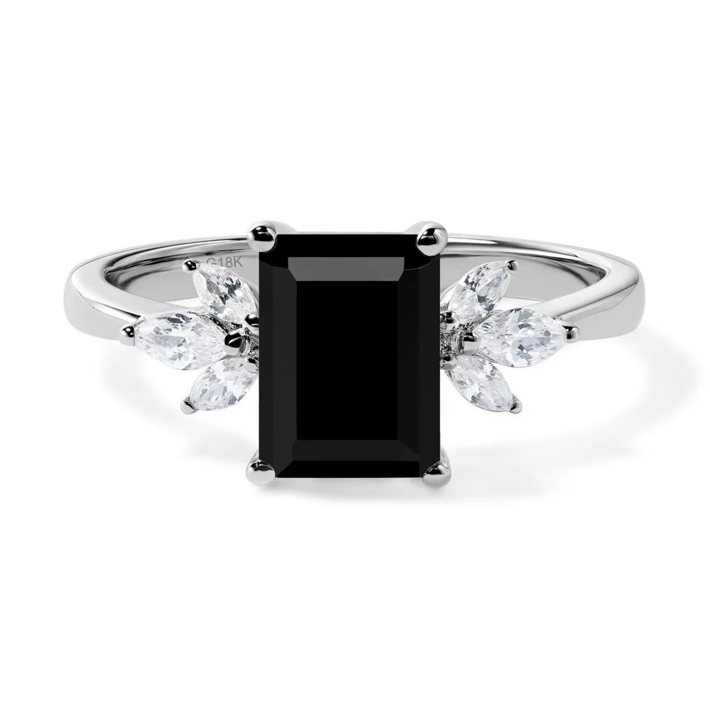 Sunburst Emerald Cut Black Spinel Ring - Image 7