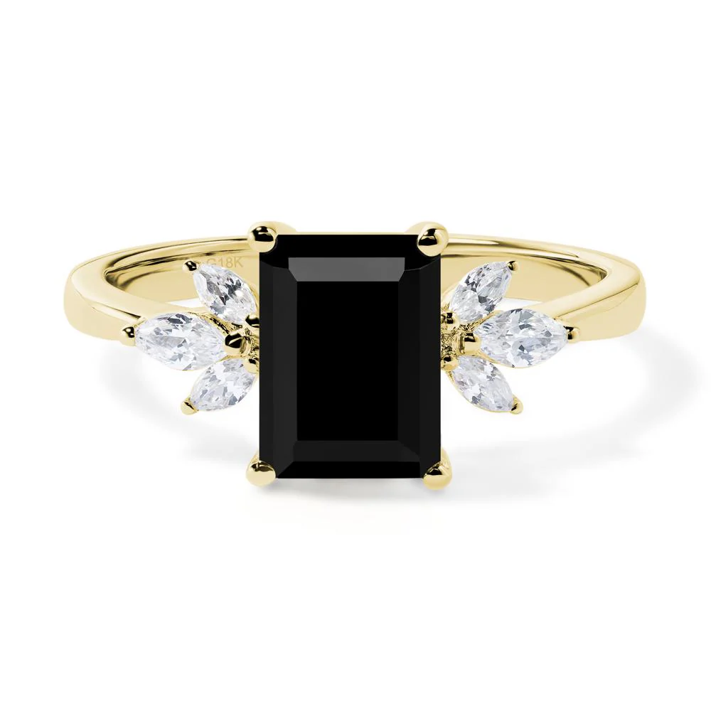 Sunburst Emerald Cut Black Spinel Ring - Image 8