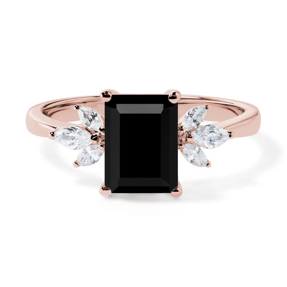 Sunburst Emerald Cut Black Spinel Ring - Image 9