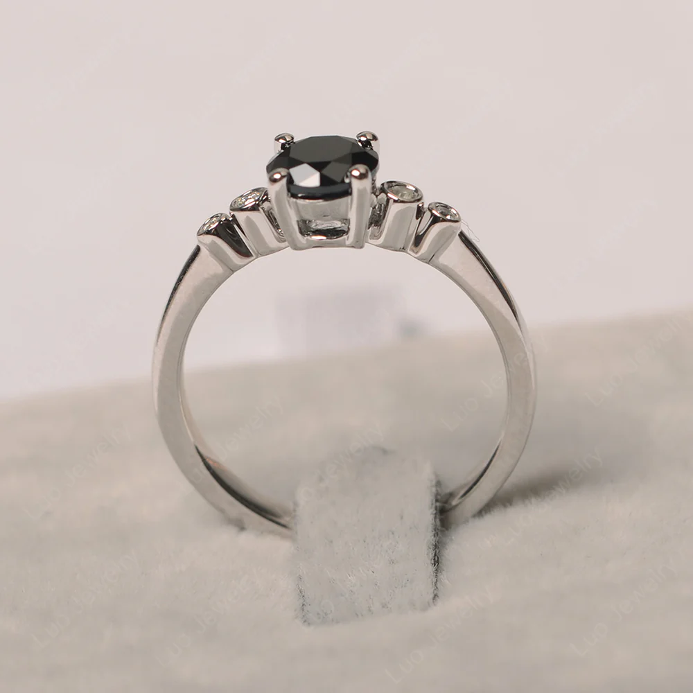 Black Spinel Ring Round Cut Engagement Ring - Image 2