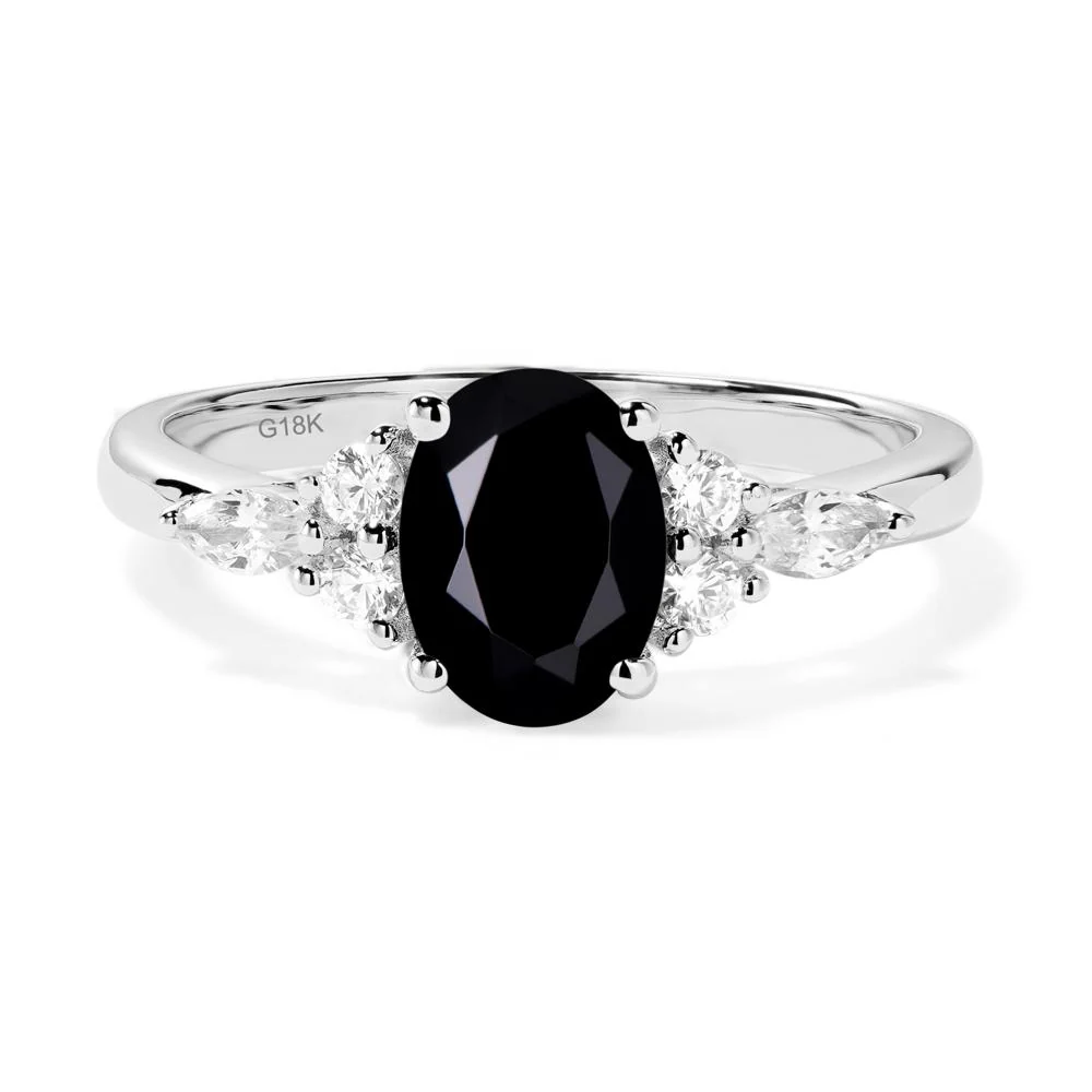 Simple Oval Black Spinel Engagement Ring - Image 2