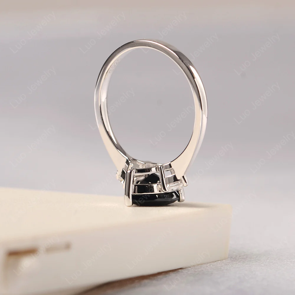 Teardrop Black Spinel Trilogy Ring - Image 4
