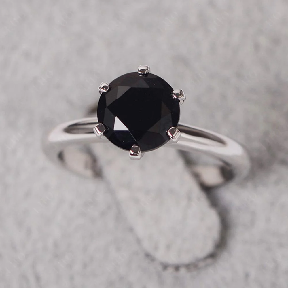 Black Spinel Solitaire Engagement Ring - Image 10