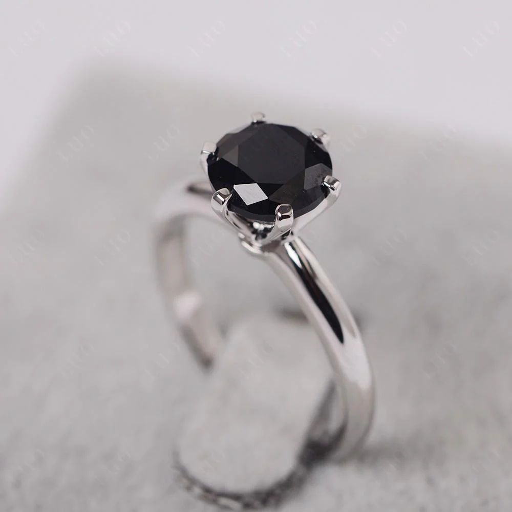 Black Spinel Solitaire Engagement Ring - Image 11