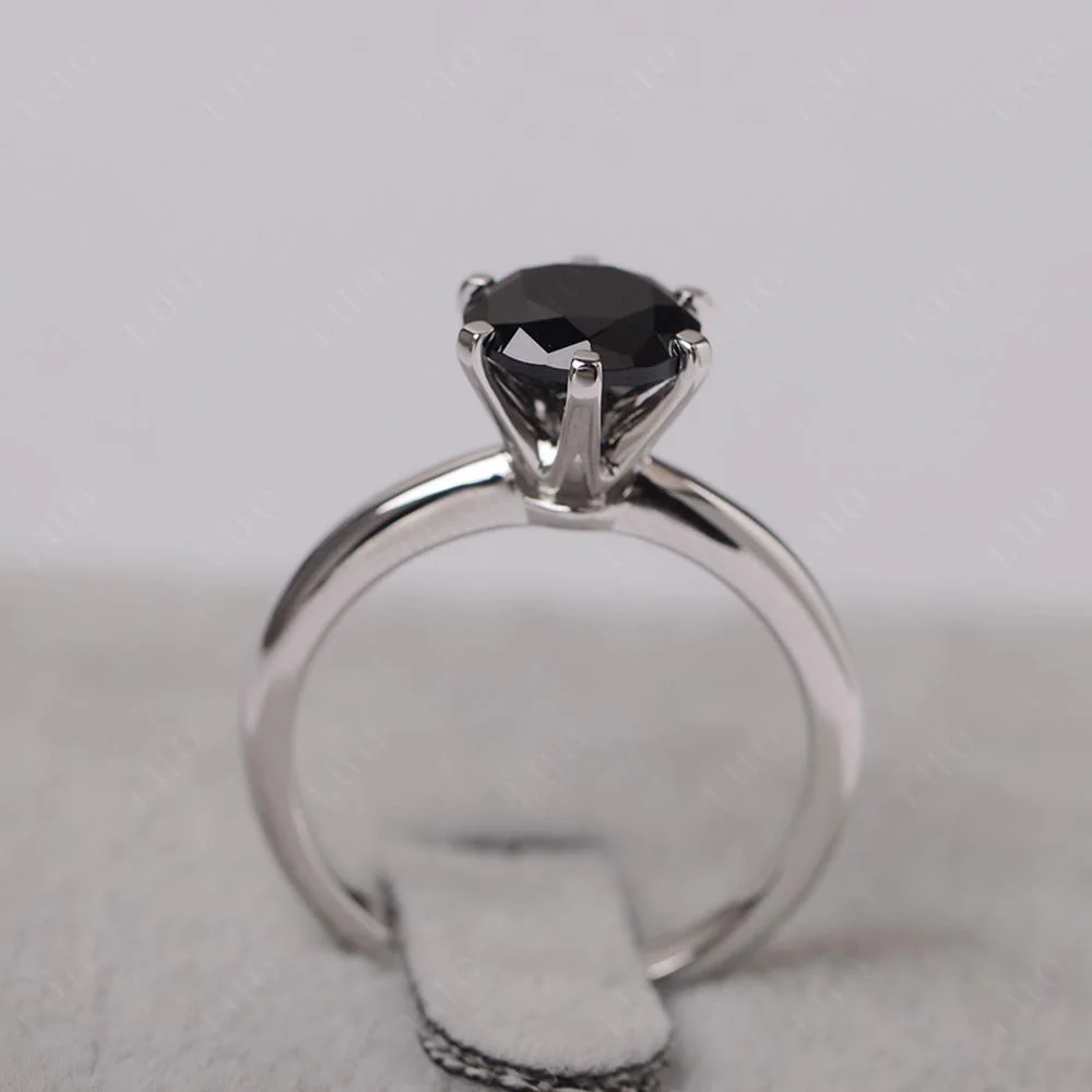 Black Spinel Solitaire Engagement Ring - Image 12