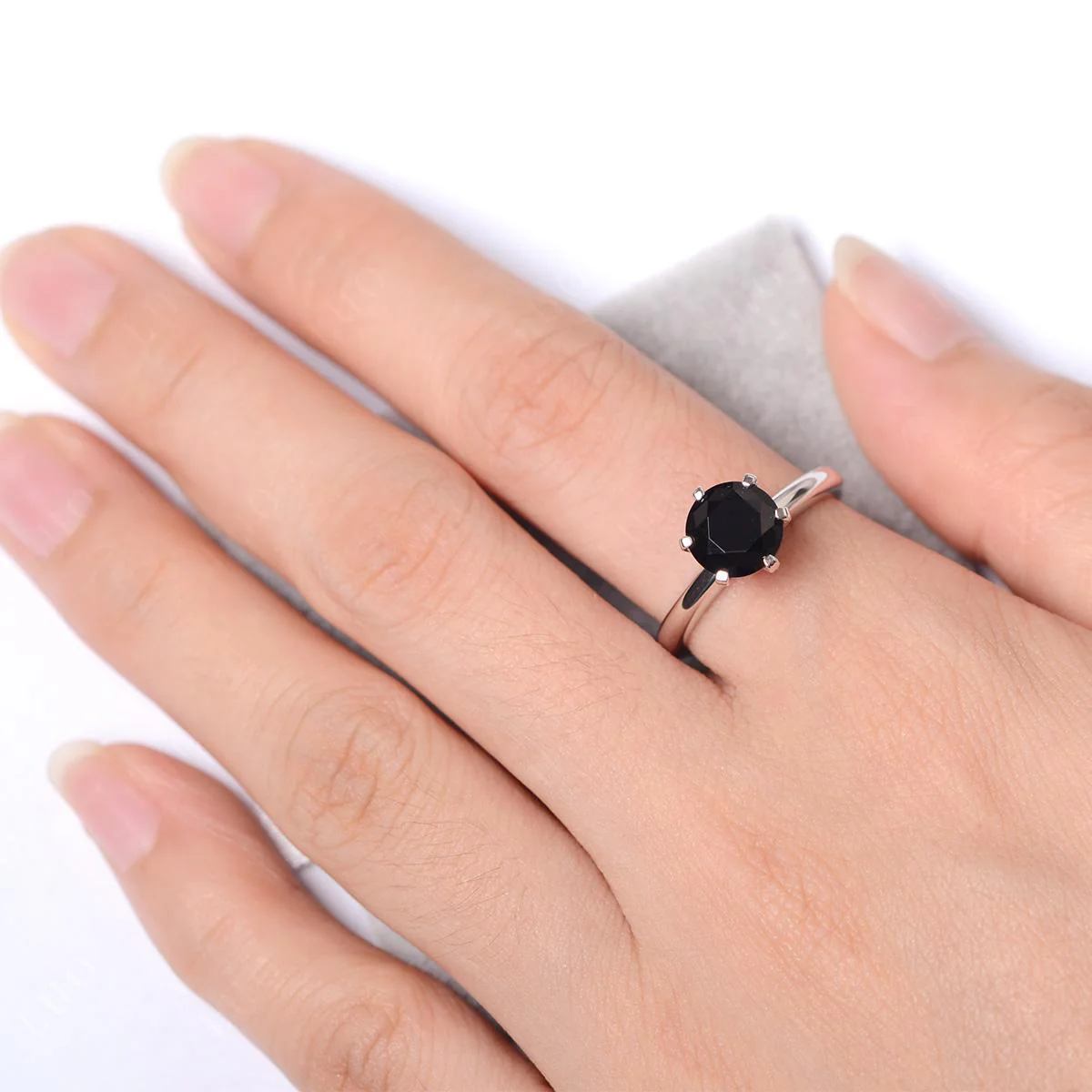 Black Spinel Solitaire Engagement Ring - Image 13