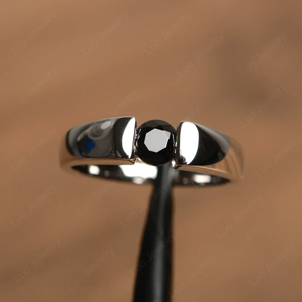 Black Spinel Unisex Promise Ring