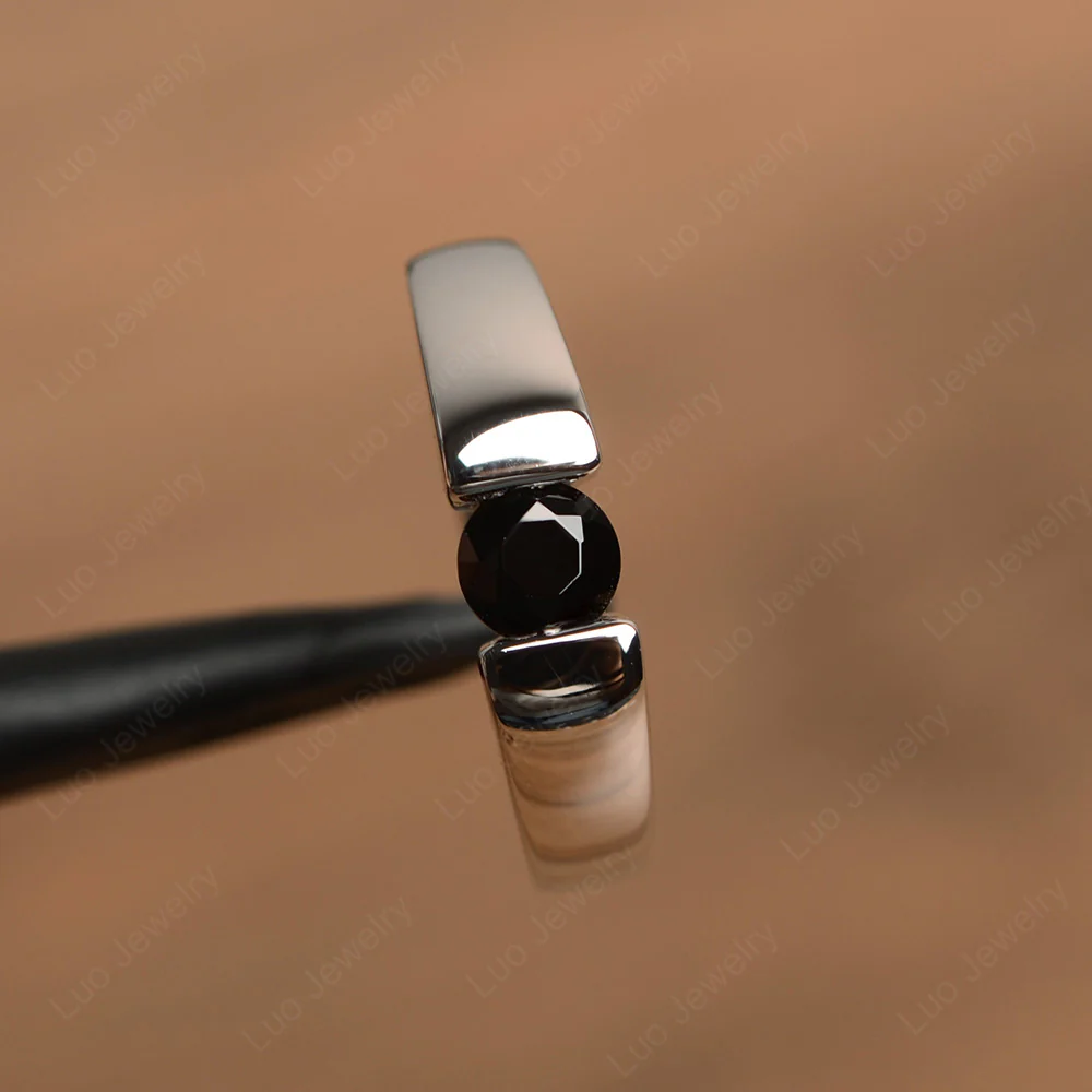 Black Spinel Unisex Promise Ring - Image 2